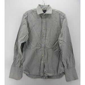 Aquas cutum Shirt 15 1/2 Button Down French Cuff Striped Preppy Medium
